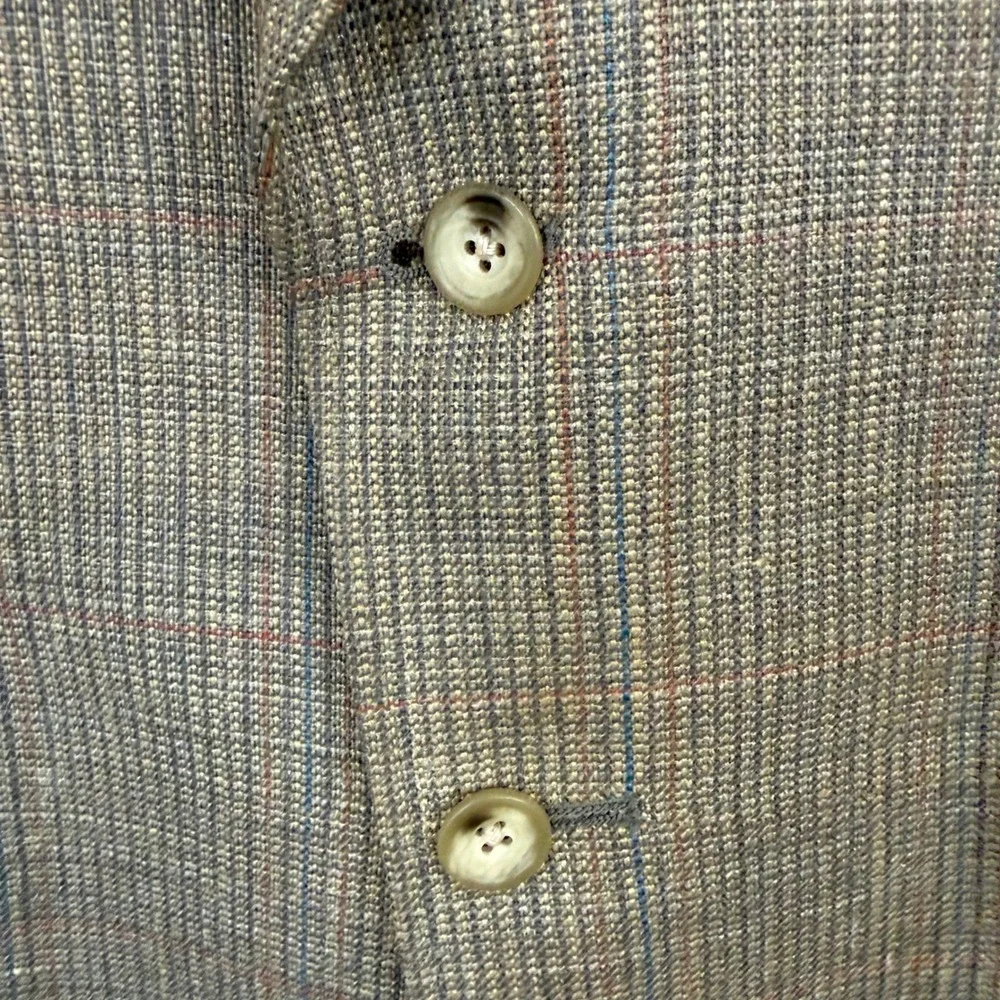 Austin Reed Blazer Gray Pastel Plaid Regent Street Union Made Vintage Preppy 40R